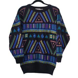 Vintage 90s Geometric Crew Neck Sweater SML Sport Men's Small Made in Korea